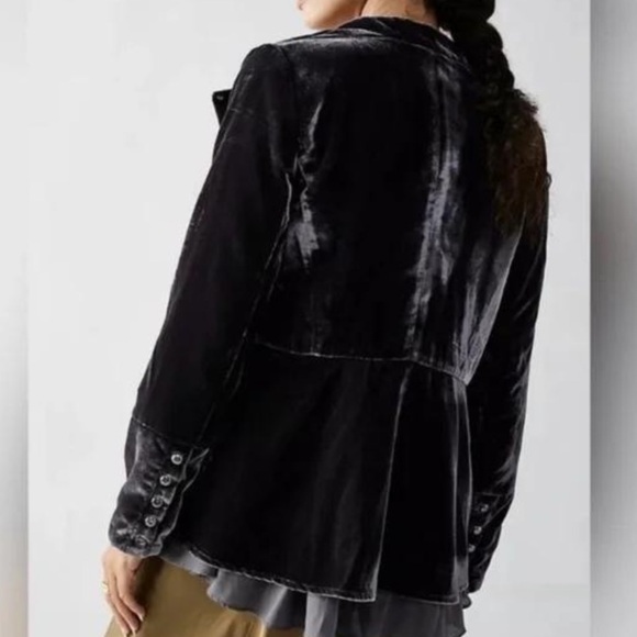 NWT FREE PEOPLE faye velvet military style jack in ebony grey size small - Picture 4 of 12
